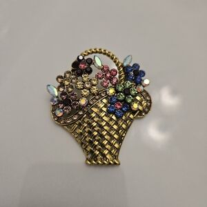 🔥Floral Basket Brooch with Multicolor Crystals🔥